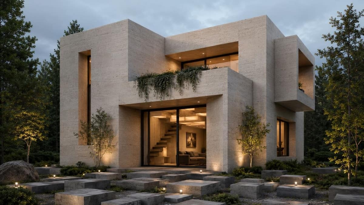 Calma.Basic stone modular villa at forest edge — Philippines prefab home
