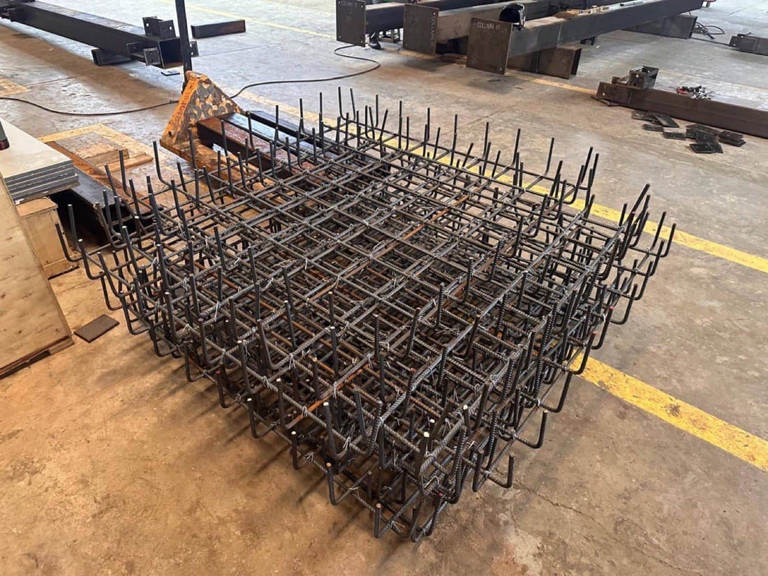 Prior plant work — prefabricated rebar cage, San Simon (not a Calma.Basic product)