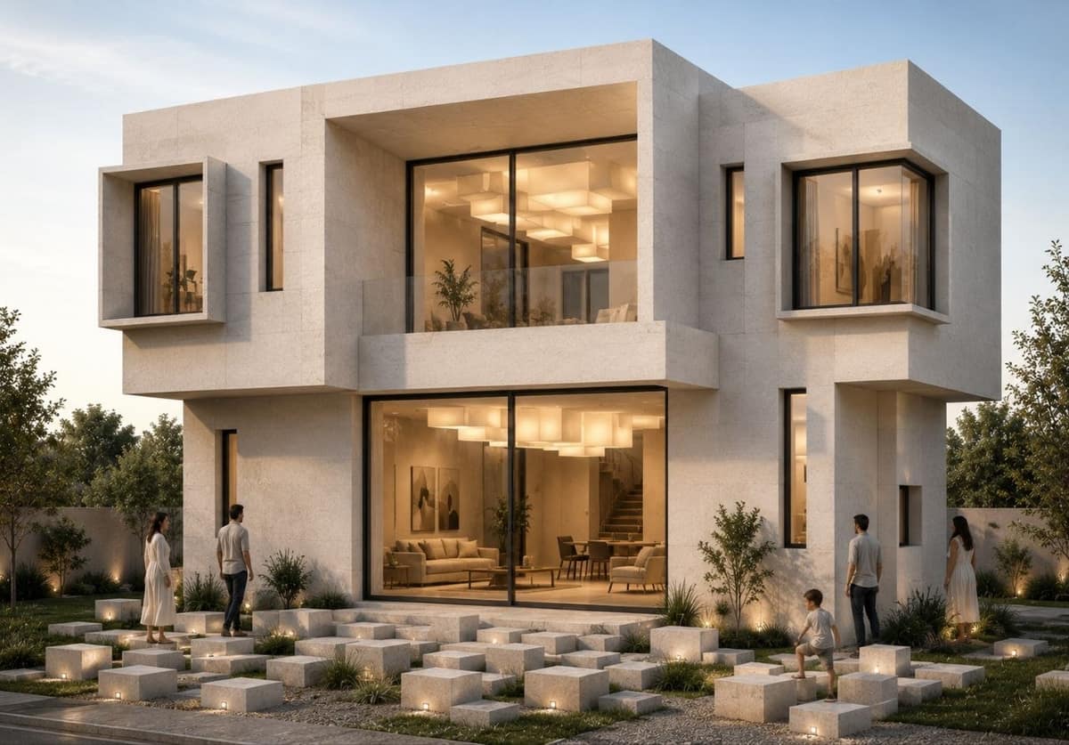 Calma.Basic stone villa terrace and living edge — modular home Philippines